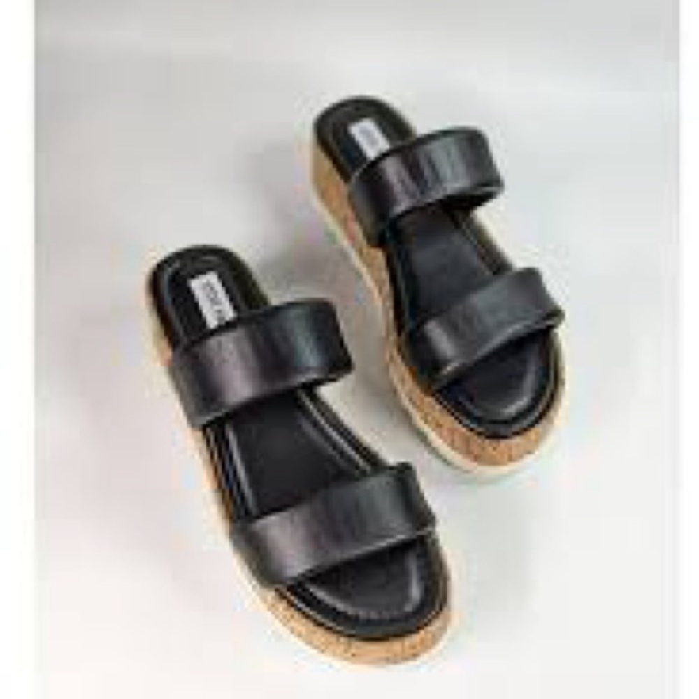 Steve Madden Black Double Strap Sandals